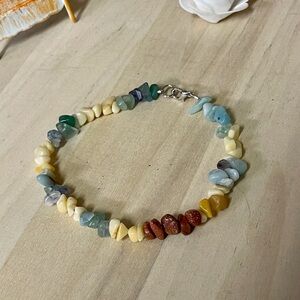 Multi Natural gemstone beaded anklet. 10”